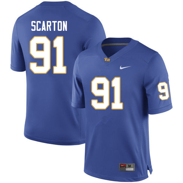 Men #91 Sam Scarton Pitt Panthers College Football Jerseys Sale-Royal